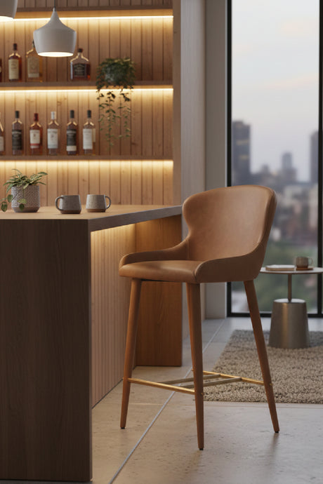 Leather Look Shell Counter Stool | Splendido Evora | Oroa.com