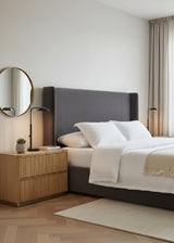 Modern European furniture - Rectangular Rustic Oak & Gold Nightstand - www.oroa.com