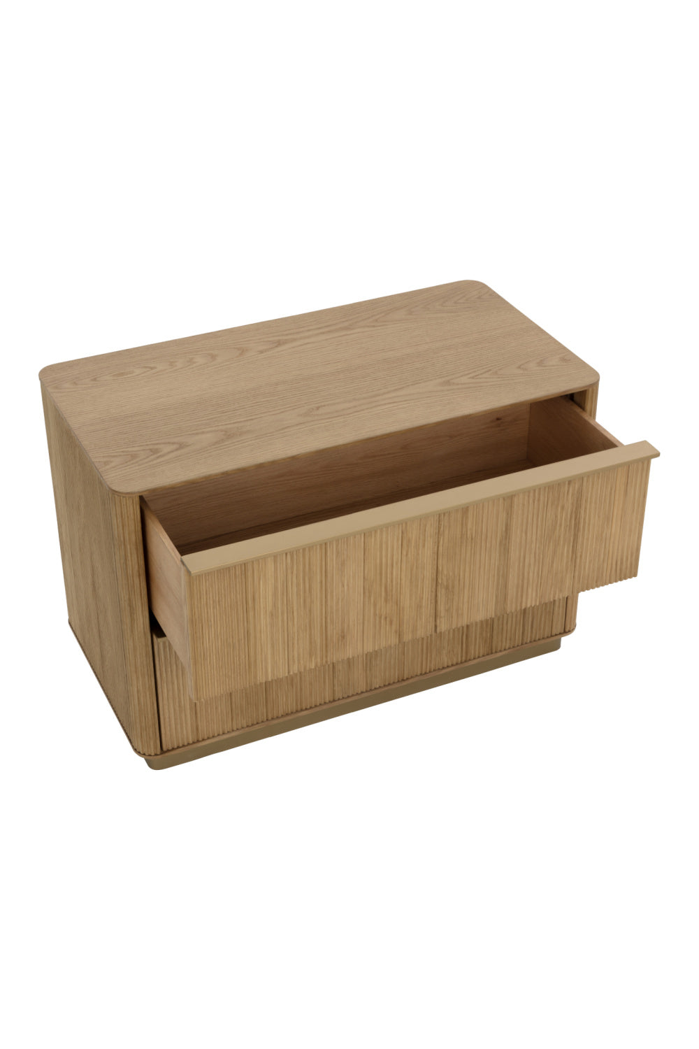 Rectangular Rustic Oak & Gold Nightstand | Splendido Kalla | Oroa.com