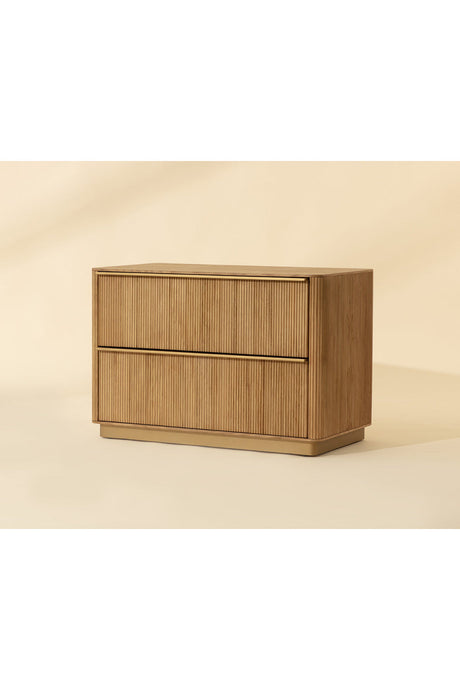 Modern European furniture - Rectangular Rustic Oak & Gold Nightstand - www.oroa.com