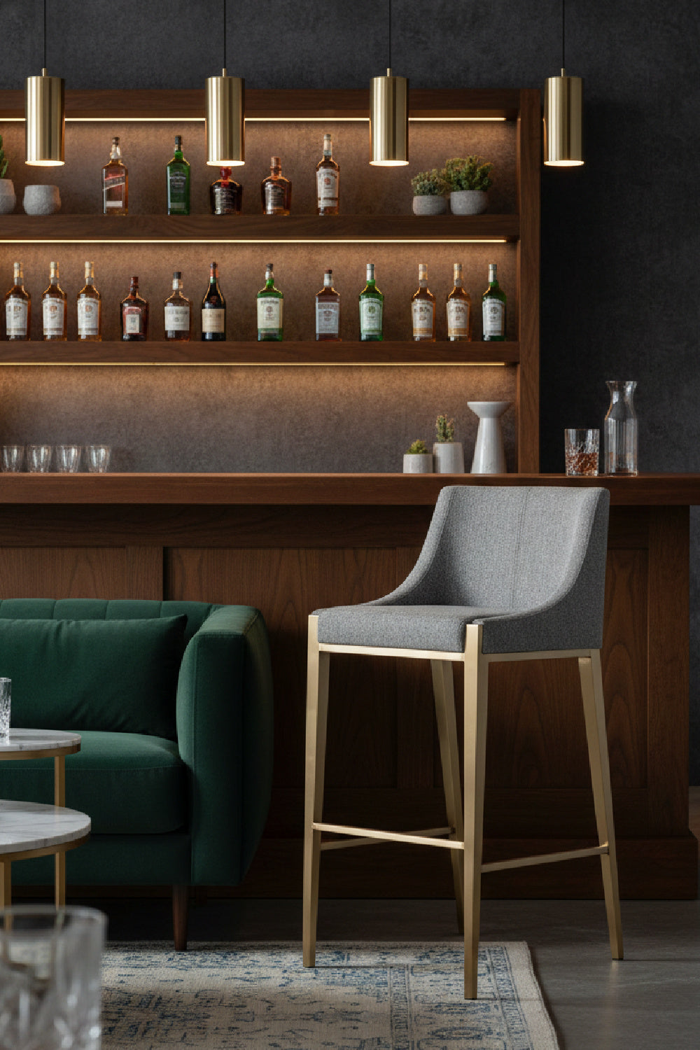 Modern European furniture - Fabric Upholstered Bar Stool - www.oroa.com