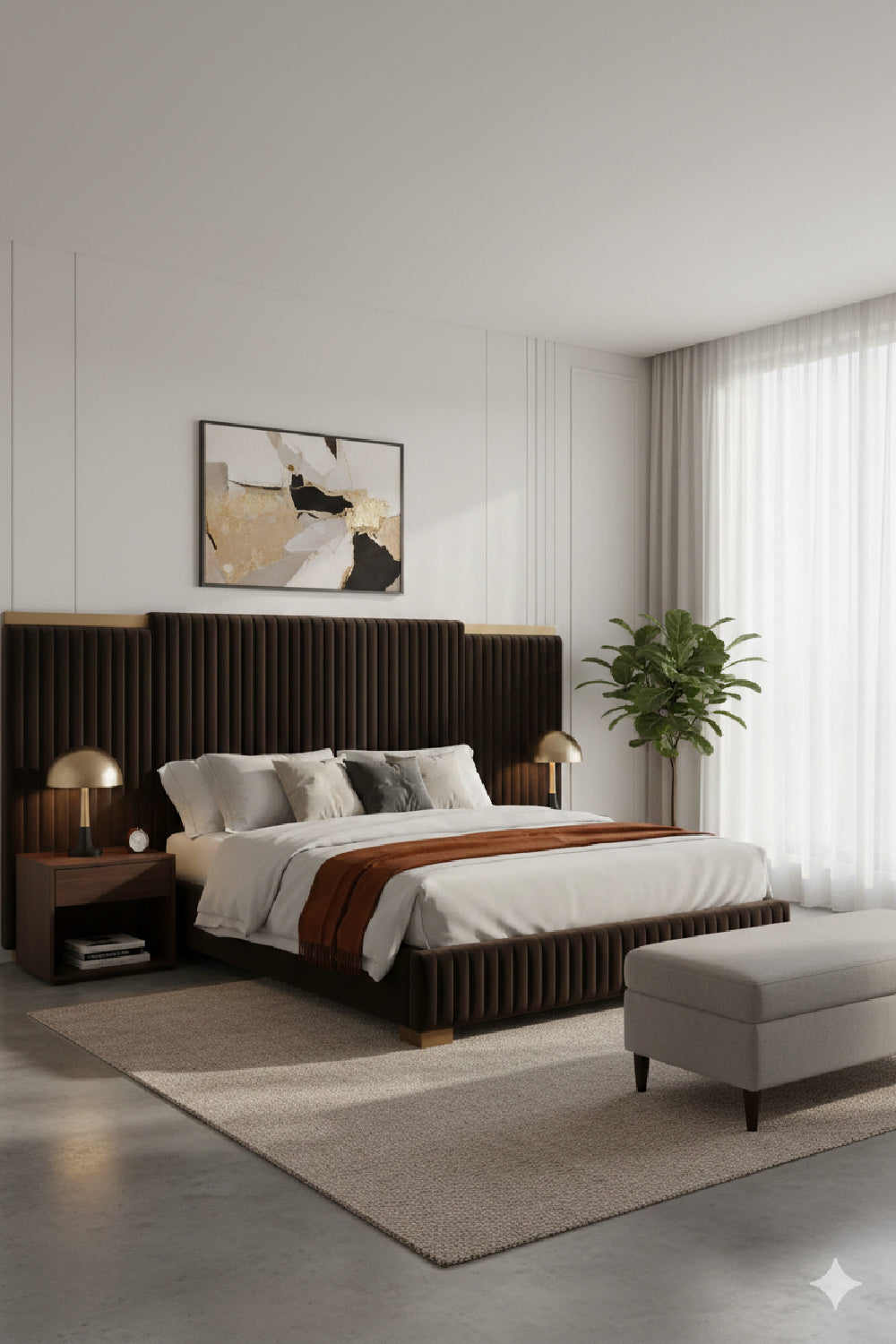 Channeled Panel Headboard King Bed | Splendido Tarrant | Oroa.com