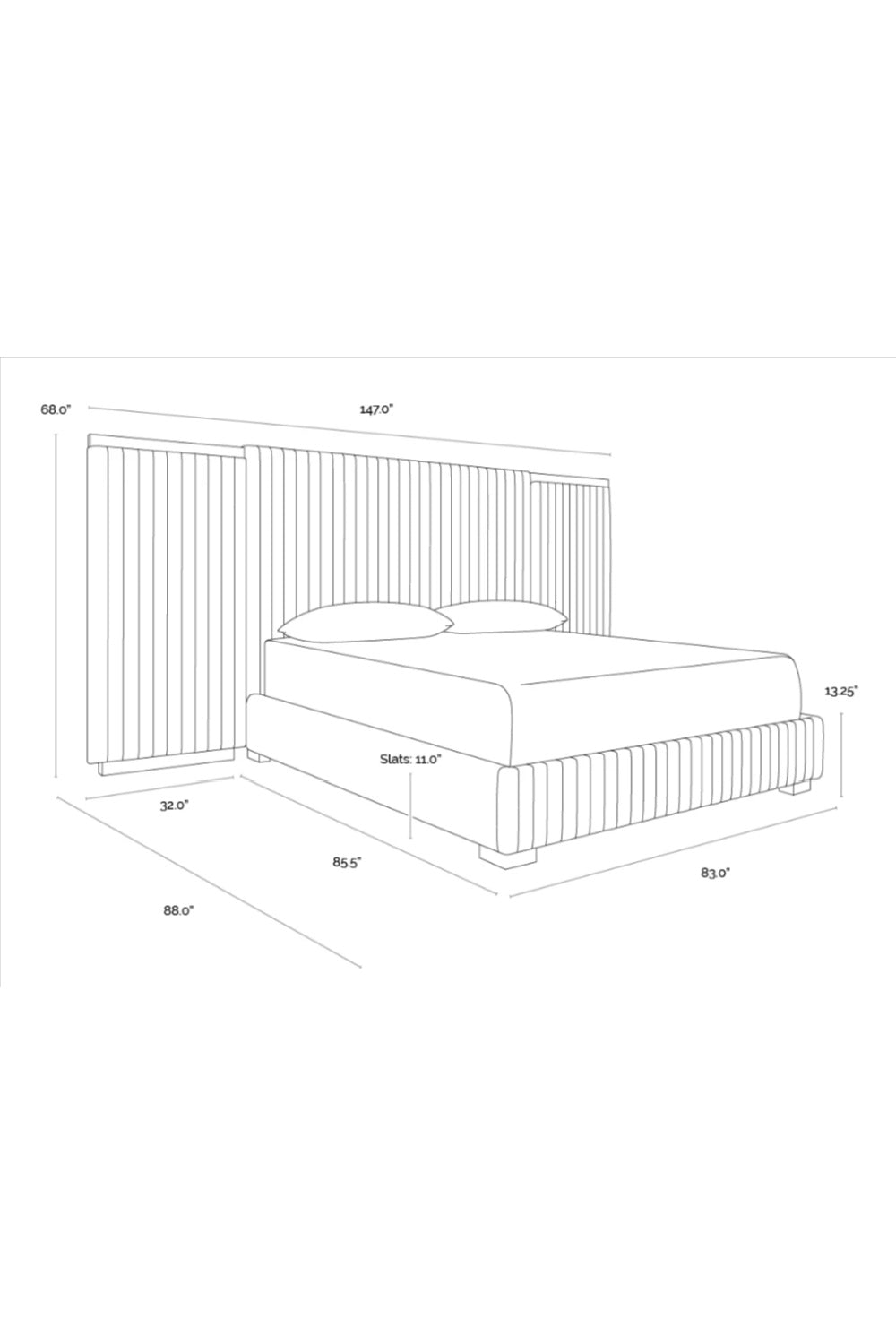 Channeled Panel Headboard King Bed | Splendido Tarrant | Oroa.com