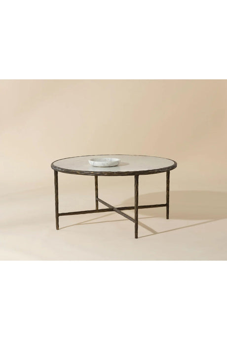 Modern European furniture - Brass Framed Marble Coffee Table - www.oroa.com