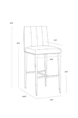 Modern European furniture - Vertical-Channeled Leather-Look Bar Stool - www.oroa.com