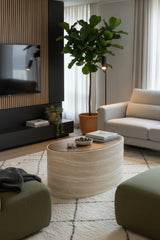 Modern European furniture - Freeform Travertine-Look Indoor/Outdoor Coffee Table - www.oroa.com