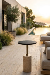 Modern European furniture - Black Pitted Concrete Indoor/Outdoor End Table - www.oroa.com
