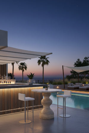 Modern European furniture - Marble-Look Indoor/Outdoor Concrete Bistro Table - www.oroa.com