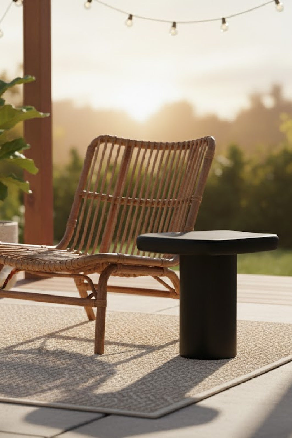 Black Organic-Shaped Indoor/Outdoor End Table | Splendido Detti | Oroa.com