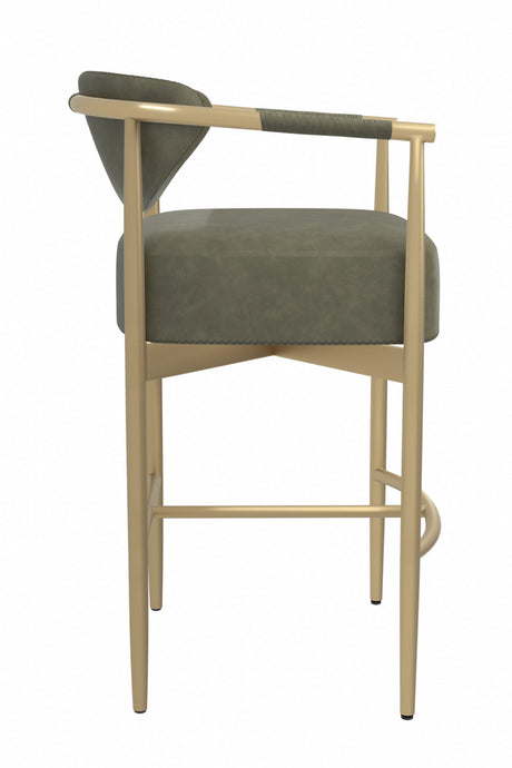 Modern European furniture - Gold Framed Leather-Look Bar Stool - www.oroa.com