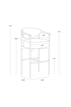 Gold Framed Leather-Look Bar Stool | Splendido Heloise | Oroa.com