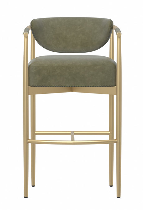 Gold Framed Leather-Look Bar Stool | Splendido Heloise | Oroa.com