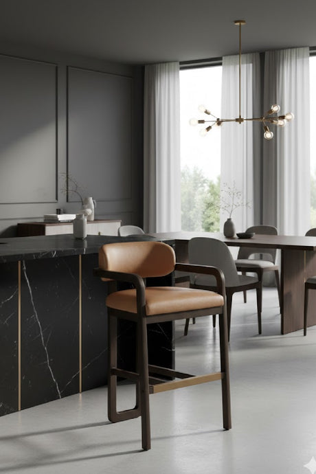 Brown Leather Bar Stool | Splendido Madrone | Oroa.com