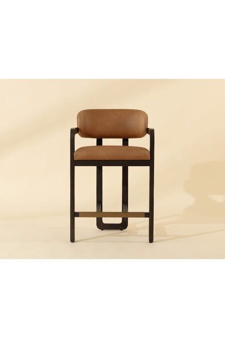 Modern European furniture - Brown Oak Framed Counter Stool - www.oroa.com