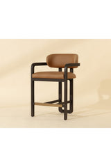 Modern European furniture - Brown Oak Framed Counter Stool - www.oroa.com