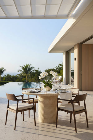 Modern European furniture - Round Indoor/Outdoor Marble Effect Dining Table - www.oroa.com