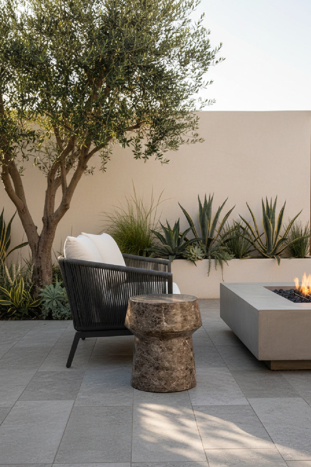 Modern European furniture - Marble Look Indoor/Outdoor End Table - www.oroa.com