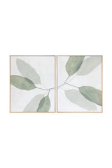 Modern European furniture - Green Leaves Painting Set (2) - www.oroa.com