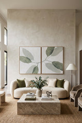 Modern European furniture - Green Leaves Painting Set (2) - www.oroa.com