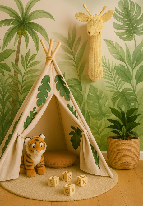 Rattan Giraffe Wall Decor | Handmade Safari Animal Decor