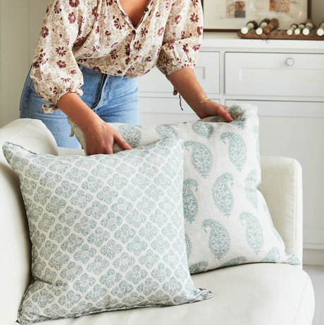 Paisley Printed Linen Pillow Cover | DEKOWE Walter G