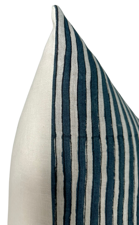 Indian Teal Ticking Pillow Cover | DEKOWE Walter G