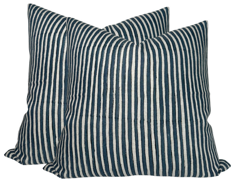 Indian Teal Ticking Pillow Cover | DEKOWE Walter G