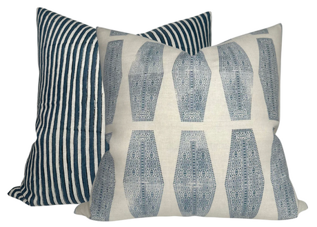 Indian Teal Ticking Pillow Cover | DEKOWE Walter G