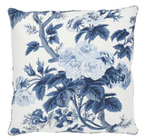 Pyne Hollyhock Pillow Cover in Indigo Blue, Schumacher Textiles