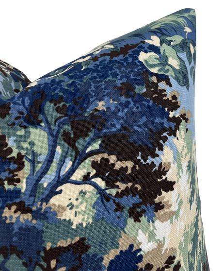 Lincoln Toile Pillow Cover in Navy and Green, Thibaut Pillows