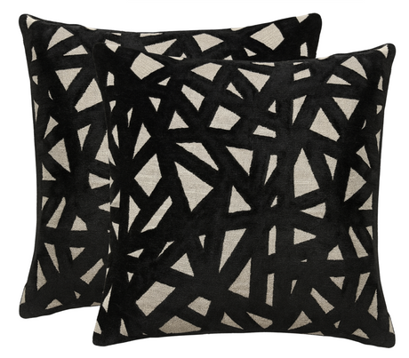 Contemporary Abstract Black Velvet Pillow Cover | DEKOWE Kravet