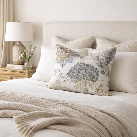Kalamkari Aqua Throw Pillow Cover | DEKOWE Thibaut