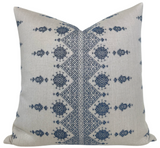 Carmania Pillow Cover in Indigo on Natural, Indoor Outdoor Pillows, Peter Dunham Textiles