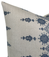 Carmania Pillow Cover in Indigo on Natural, Indoor Outdoor Pillows, Peter Dunham Textiles