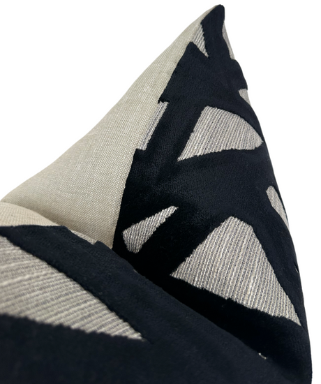 Contemporary Abstract Black Velvet Pillow Cover | DEKOWE Kravet