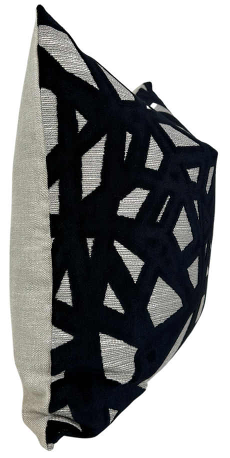 Contemporary Abstract Black Velvet Pillow Cover | DEKOWE Kravet