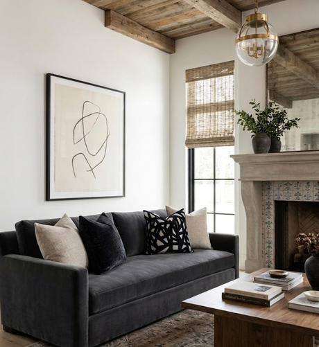 Contemporary Abstract Black Velvet Pillow Cover | DEKOWE Kravet