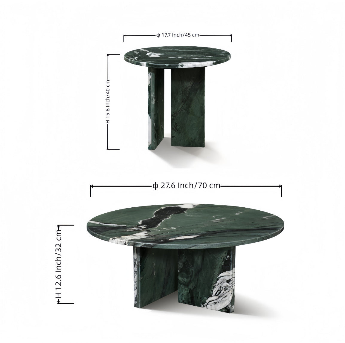 Diamond Green Marble Coffee Table S/2 – OROA – alternate view 6