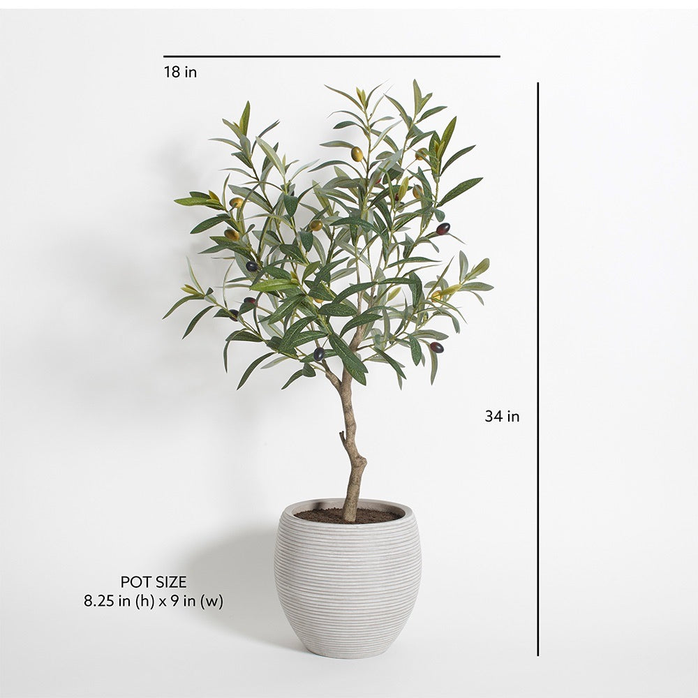 Artificial Olive Topiary Tree with Mediterranean Pot - OROA