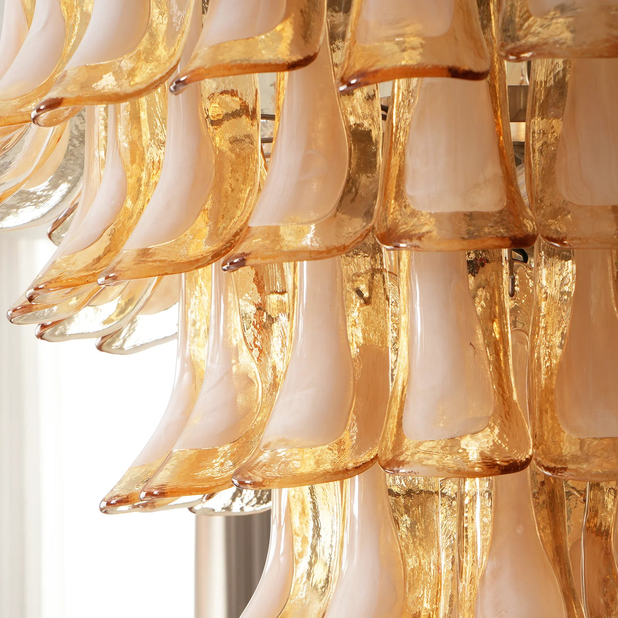 Stunning Murano Amber Petals Chandelier - OROA