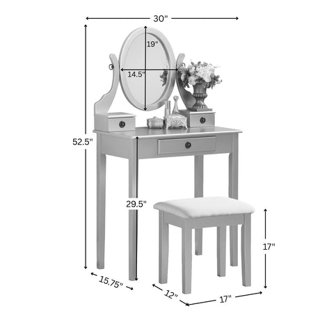 Mandy Blue Makeup Vanity Table and Stool Set - OROA Kids - view 3