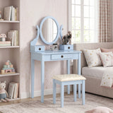 Moniya Blue Makeup Vanity Table and Stool Set | OROA Kids