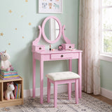 Moniya Pink Makeup Vanity Table and Stool Set | OROA Kids