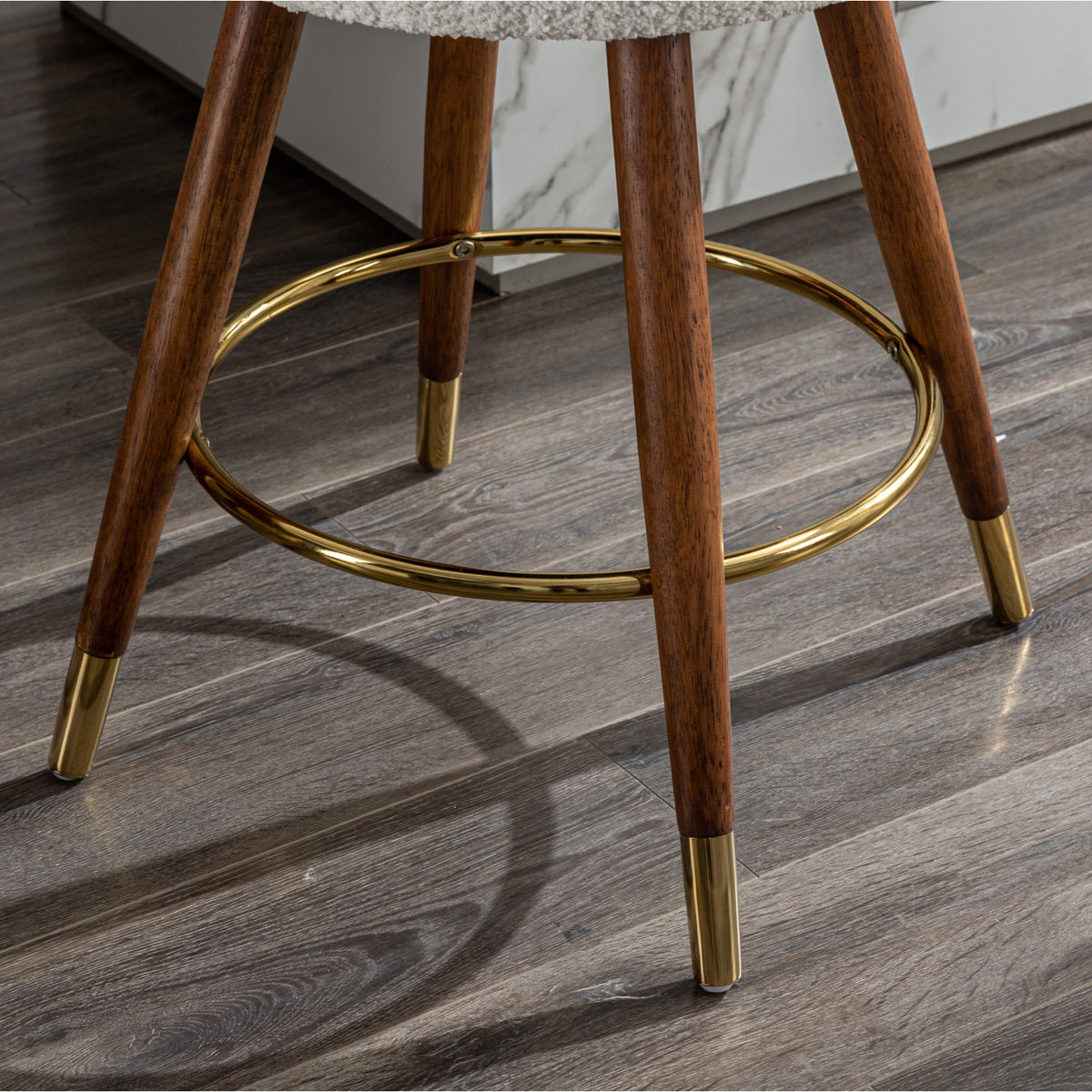 Modern European furniture - Boucle Upholstered 360-Degree Swivel Counter Stool - www.oroa.com