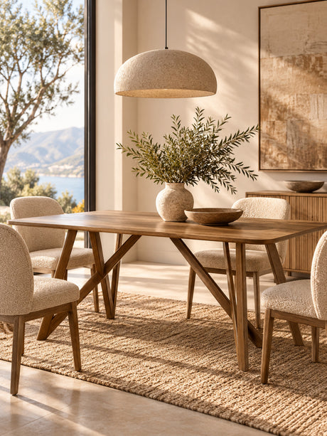 Modern European furniture - Rectangular Wood Tripod-Cross Leg Dining Table - www.oroa.com