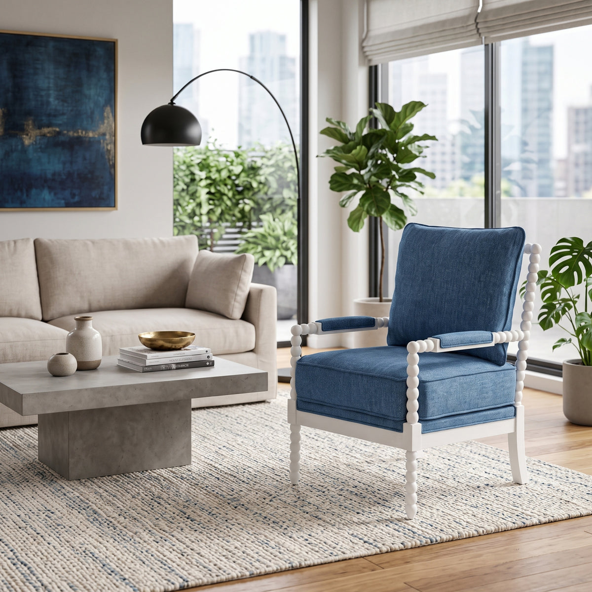 Belvedere Upholstered Turned Wood Frame Accent Chair | OROA