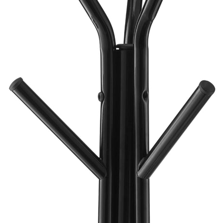 71" Black Metal Coat Rack with Shelves | OROA
