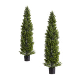 Artificial Topiary Cedar Trees Faux Pine Shrubs Plants (2) | OROA
