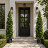 Artificial Topiary Cedar Trees Faux Pine Shrubs Plants (2) | OROA
