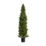 Artificial Topiary Cedar Trees Faux Pine Shrubs Plants (2) | OROA